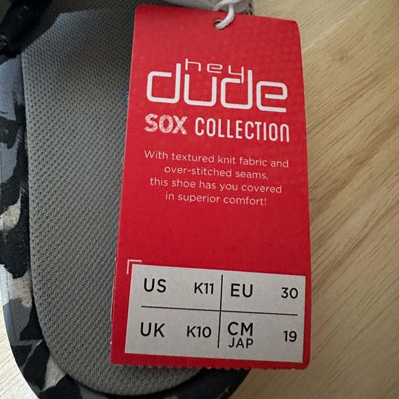 Hey Dude Sox Collection Phoenix Youth Tri Ghost Gray Camo Slides Size K11 - Picture 4 of 4